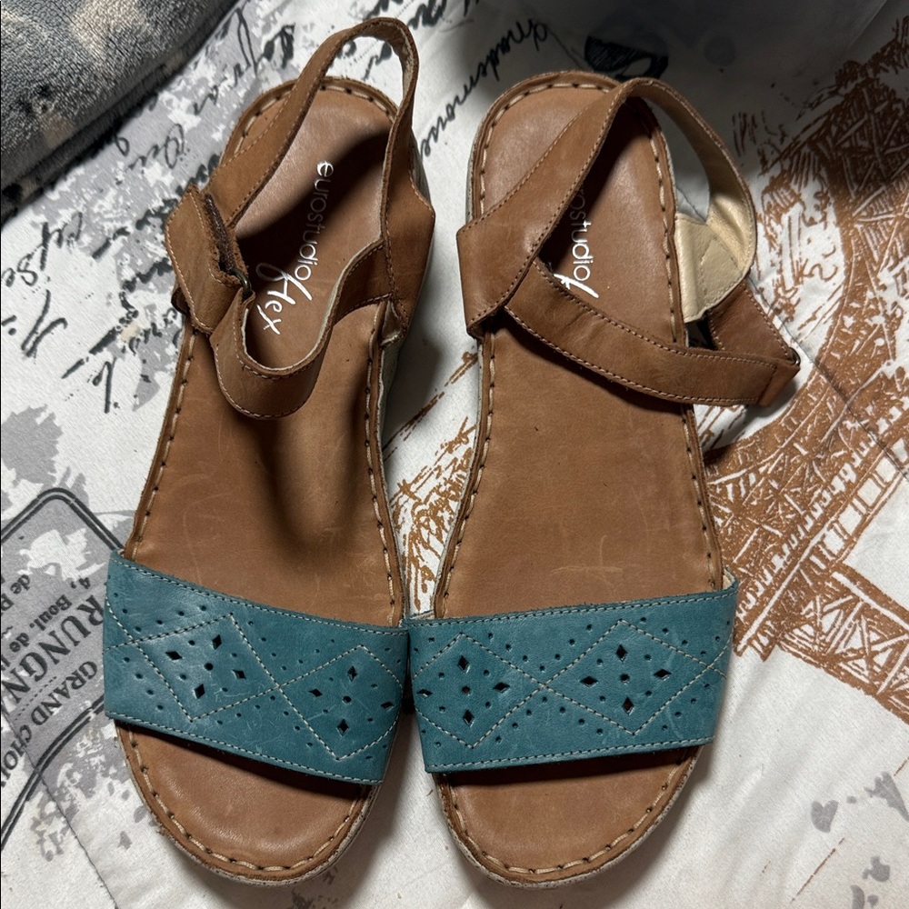Brown and Blue Sandals
